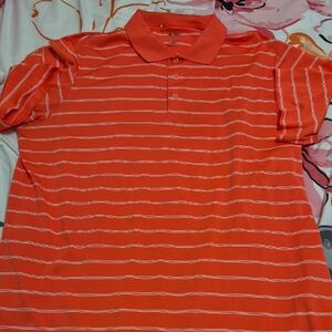 adidas Men's Polo Shirt - Vibrant Orange Stripes